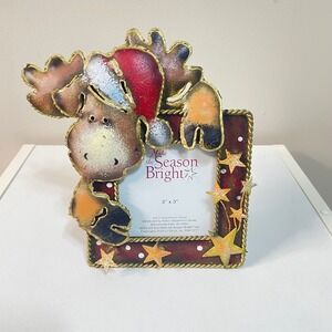 3D‎ Christmas Moose Photo Picture Frame Holiday Decor 3x3 Stars